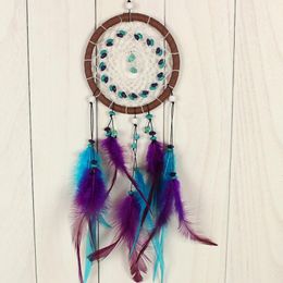 Antique Imitation Dreamcatcher Cadeau vérification Dream Catcher Net Avec Pierre Naturelle Plumes Tenture Décoration Ornement GA461227u