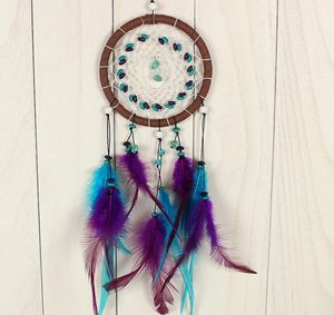 Antique Imitation Dreamcatcher Cadeau vérification Dream Catcher Net Avec Pierre Naturelle Plumes Tenture Décoration Ornement GA461