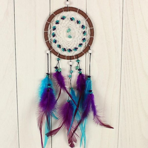 Antique Imitation Dreamcatcher cadeau vérification Dream Catcher Net avec pierre naturelle plumes tenture murale décoration ornement GA461279C