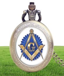 Antique maçonnique Montre Mason Masonry G Design Bronze Pocket Watch Men Femmes Analog Clock With Chain Collier Gift1559049