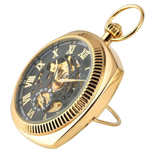 Antiquise mécanique de poche à la main montre des chiffres romains de luxe afficher l'horloge du pendentif avec arrivée à la chaîne FOB 240327