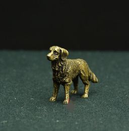 Antiek puur koperen standbeeld koper snijwerk ornament religieuze hondenstatus hond beeldje vintage chines doganimal sculptuur4867867