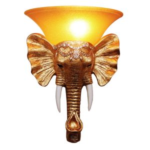 Antique Resin Gold Elephant Stairs Case Lámparas de pared Creative Bedroom Bedside Living Room Luces de pared Pasillo Pasillo Pasillo Apliques de pared