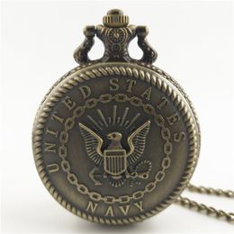 Antique rétro Bronze Mens Officiers des États-Unis US Navy Pendant USA Military Navy Reserve Men's Colliers Watch Pendants Bijoux