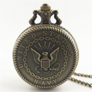 Antique Retro Bronze Hommes États-Unis Officiers US Navy pendentif USA Military Navy Reserve Hommes Collier Montre Pendentifs Bijoux