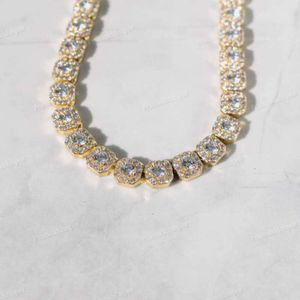 Antieke Ronde Moissanite Ketting Halo Diamond Iced Out Chain Geclusterde Tenniskettingen Voor Mannen Sterling Sier Trendy Sieraden