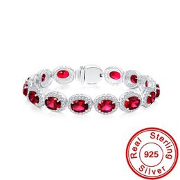 Pulsera de diamantes de rubí antiguo 100% Plata de Ley 925 pulseras de boda para fiesta brazalete para mujer encanto nupcial joyería fina
