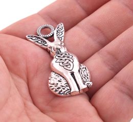 Lepre in argento antico con ciondolo nodo nordico Totem vichingo Coniglio animale Talismano Amuleto religioso Accessori per gioielli6244310