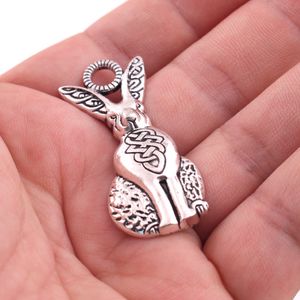 Antieke zilveren haas met Noordse knoop hanger Viking totem konijn dieren talisman religieuze amulet sieraden accessoires 263B