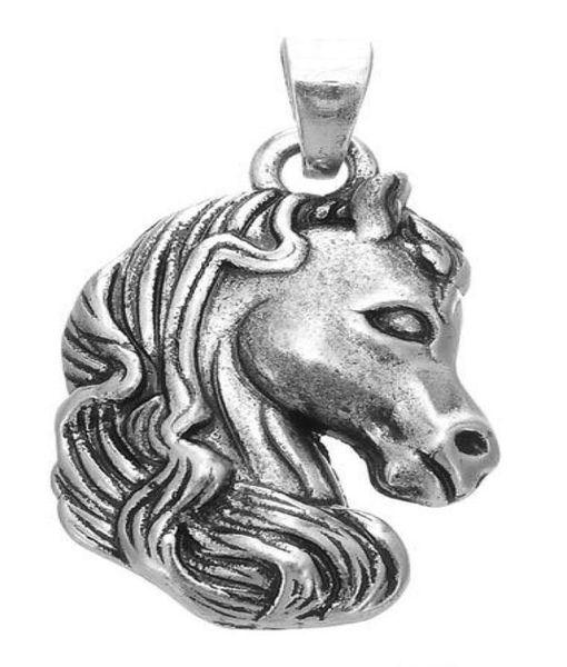 Animaux en argent en argent coupé à la tête de cheval Animaux charmez le pendentif ajustement pour le collier Bijoux fait à la main pour les cadeaux4782865