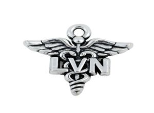 Antique Silver Placing Medical Licensed Vocational Nurse LVN Charmes Caduceus Symbole médical Charmes AAC1785003261