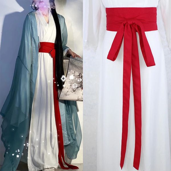 Cintura stile antico Hanfu Cintura lunga 360 cm in cotone e lino Donna Kimono Abito Obi Decorazione Vita Accessori cosplay 240106