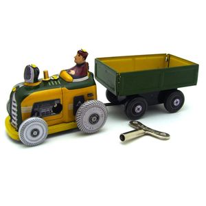 Antieke tinnen speelgoedvoertuigen Wind robots Iron Metal Auto Home Decor Craft Card Model Collection MS511 Tractor 240407