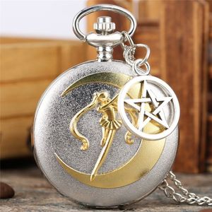 Antieke unieke trui ketting zakhorloge Noble Japan Anime Sailor Moon serie Quartz analoge weergave dames meisje hanger ketting G215O