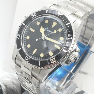 Antiek horloge retro horloge heren 40 mm zwarte wijzerplaat zwarte aluminium plaat ring lichtgevende mode heren Watch256c