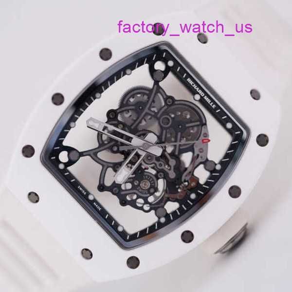 Reloj antiguo Reloj RM Reloj Athleisure Rm055 Caja de cerámica blanca Esfera hueca completa Manual Suizo Famoso lujo