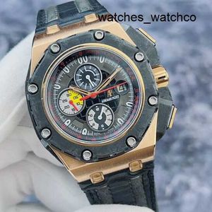 Montre Antique Tourbillon Montres-Bracelets AP Montre-Bracelet Royal Oak Offshore Série 26290RO Bague en Carbone Forgé Or Rose 18 Carats Chronométrage Automatique Mécanique Hommes W