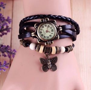 Femmes antiques Regardez le cuir bracelet Bracelet Femmes Quartz Wristwatch Horloge Gift Watch Relojes de Mujer 240426