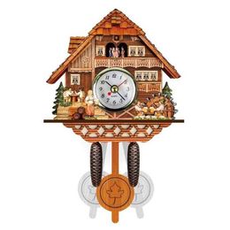 Horloge murale coucou en bois Antique, cloche d'oiseau, alarme, décoration de la maison, H0922220R