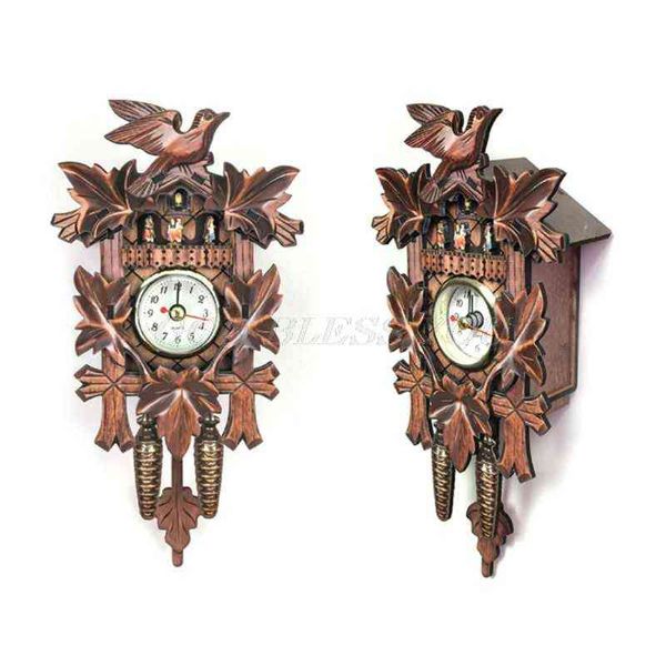 Coucou antique Coucou Horloge mural Horloge oiseau Bell Swing Alarm Montre Home Restaurant Chambre à coucher Décoration Drop Expédition H1230