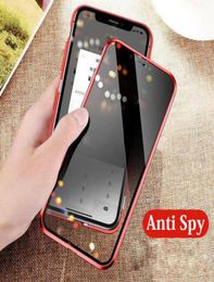 Antispy magnetische adsorptie metalen telefoonhoesje voor iPhone XR XS Max x 8 plus volledige dekking aluminium legeringsframe met gehard glas53452066