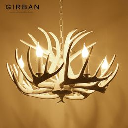 Antler Lustre Luminaire Nordique LED Lustre Rétro Résine Cerf Corne Lampes Maison Café Restaurant Décoration Pendentif Light276N