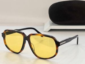 Anton Sqaure Lunettes de soleil Havana Yellow Lens Lunettes de soleil design pour hommes Shades UV400 Lunettes avec boîte