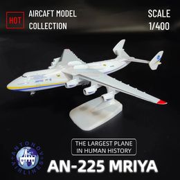 Antonov AN225 Mriya Hercules Vliegtuig Replica Schaal 1 400 Metalen Vliegtuigen Model Luchtvaart Miniatuur Kunst Xmas Kid Boy Gift Toy 240223