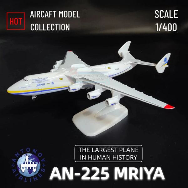 Antonov AN225 Mriya Hercules Avión Réplica Escala 1 400 Modelo de avión de metal Aviación Arte en miniatura Navidad Niño Niño Regalo Juguete 240314