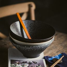 Antowall Céramique de style japonais Ramen Soup Bowl Cuisine Table Varelle Restauration Maison de maison Flacée 8 pouces Instant Bol Nouilles