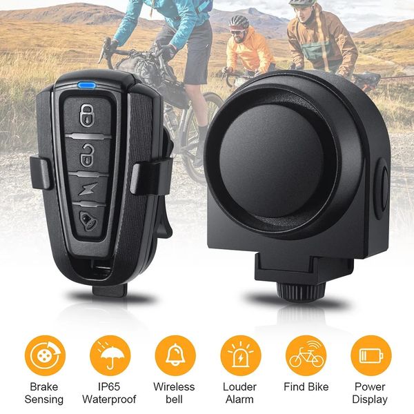 ANTUSI Alarma de vibración de bicicleta inalámbrica Carga USB Alarma de bicicleta de motocicleta Control remoto Sistema de alarma de detector de bicicleta antirrobo 240318