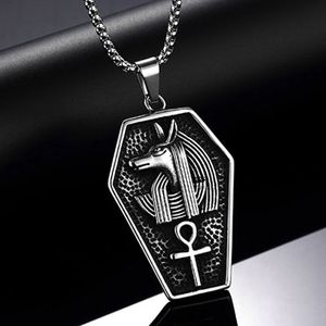 Anubis Life Signature Mens Retro kettinghonden hoofd anka kruis hiphop hanghangende nek ketting sieraden