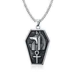 Anubis ketting roestvrij staal Men039S Egyptische ankh kettingen Geschenkideeën voor hem Pendant2370594