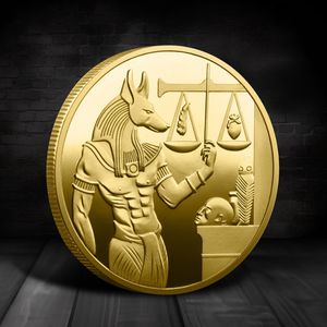 Anubis, el dios de la muerte en el antiguo Egipto, recuerdo, moneda chapada en oro, pirámide, patrón Dieb, moneda conmemorativa coleccionable