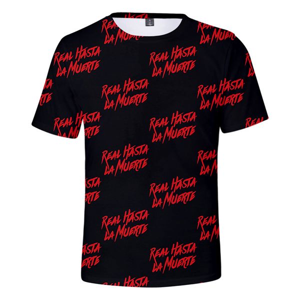 Anuel AA camiseta Real Hasta La Muerte 3D estampado Streetwear hombres mujeres moda camiseta de gran tamaño rapero cantante Hip Hop camiseta Tops