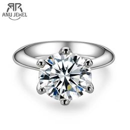 AnuJewel 1ct 2ct 3ct 5ct D Farbe Verlobungsring für Frauen 925 Sterling Silber vergoldet Solitärringe Großhandel 240108