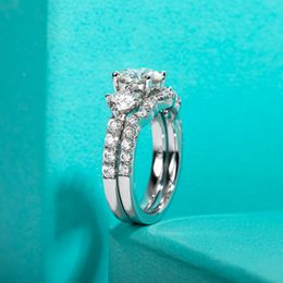Anujewel 3.7CTTW D kleur Moissanite Wedding Rings Bridal Set 925 Sterling zilveren verlovingsringen voor vrouwen met certificaat