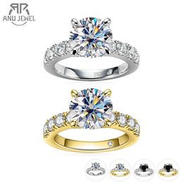 AnuJewel 4.3 cttw D couleur bagues de fiançailles en argent Sterling 925 plaqué or 18 carats laboratoire créé diamant bagues de mariage 240115