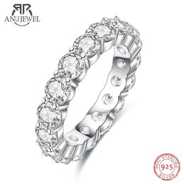 AnuJewel 4mm 5cttw D Kleur Wedding Band Ring 925 Sterling Zilveren Ringen Voor Vrouwen Sieraden Groothandel 240112