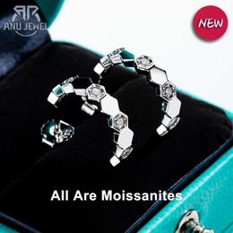 Anujewel Moissanite Honeycomb Hoop oorbellen Sterling Sier D Color Vvs1 Gemaakte diamant hie oorbellen voor vrouwen sieraden