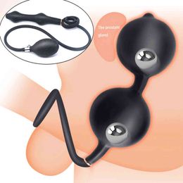 Anus Expander Opblaasbare Anale Kralen Mannelijke Diepe Uitbreidbare Plug Prostaat Massager Met Ringen Enorme Butt Plug Sextoy Gay Adultos 211124