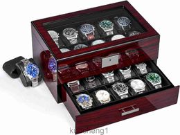 ANWBORD 20 SLOT Watch Box Case de montre pour les hommes avec un grand couvercle en verre Affichage de montre à 2 niveaux Organisateur LOCATIVE Organisateur de montre luxueuse Organigramme UJWB002Y