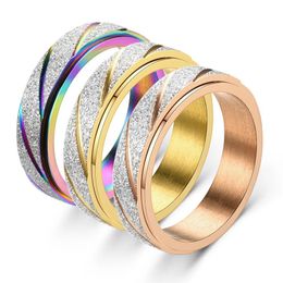 Angst Fidget Spinner Ringen voor mannen Women golfpatroon 14k gouden spinning roteren ring punk koele anti -stress sieraden