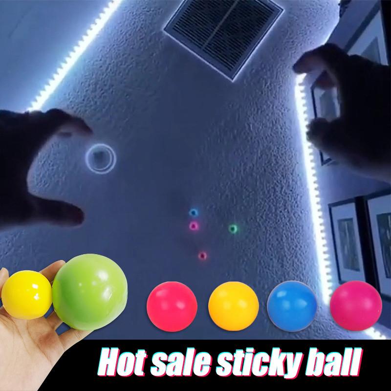ￅngesttryck lysande bollar Squishy Toy Sticky Wall Pop It Glow in the Dark Relief Toys Kids Gifts