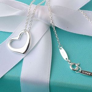 Tout classique S Sterling Sier en forme de coeur creux amour coeur de pêche pendentif collier 520 cadeau pour la saint-valentin