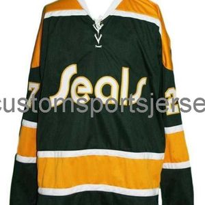 Maillot de hockey personnalisé des Golden Seals de Californie, avec n'importe quel nom et numéro, vert Meloche, entièrement brodé, XS-6XL