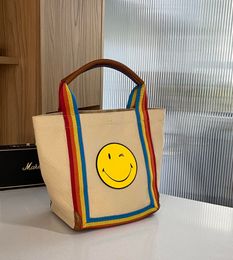 Anya Bag Jaune smiley visage toile peau de vache couleur arc-en-ciel fourre-tout sac à main sac de plage fourre-tout sac à main sac de créateur sacs à bandoulière de luxe femmes sac à bandoulière