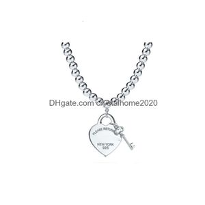 Anydesigne Luxe S925 Sterling Sier Coeur Clé Plaqué Or Diamant Collier Amour Pendentif Collier Chaîne Avec Livraison Directe Dhpx2