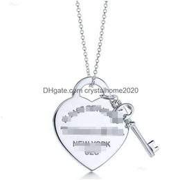 Anydesigner Bijoux Collier T Famille Classique Amour Marque Clé En Forme De Coeur Pendentif S925 Sier Haute Édition Minimaliste Design O-Bone Dhzf5