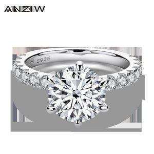 ANZIW – bague ronde en argent Sterling 925 pour femmes, 4CT, 6 griffes, imitation diamant, bague de fiançailles, de mariage, bijoux 292h